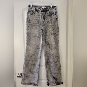 Women's Gray Acid Wash Flare Jeans